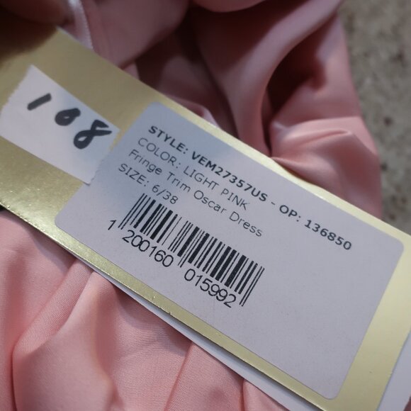 NWT Womens PatBO Light Pink Fringe Trim One Shoulder Asymmetric Oscar Dress 6 - Picture 15 of 16